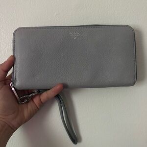 Fossil Blue Gray Wristlet Clutch Bag